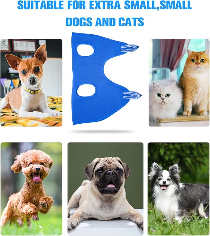 10 in 1 Dog Grooming Hammock Harness with Nail Clippers Nail Trimming Hammock for Pet Grooming Sling Hanger Holder Restaint for Nail Trimming/Clipping (XXS/Under 10lb Blue)