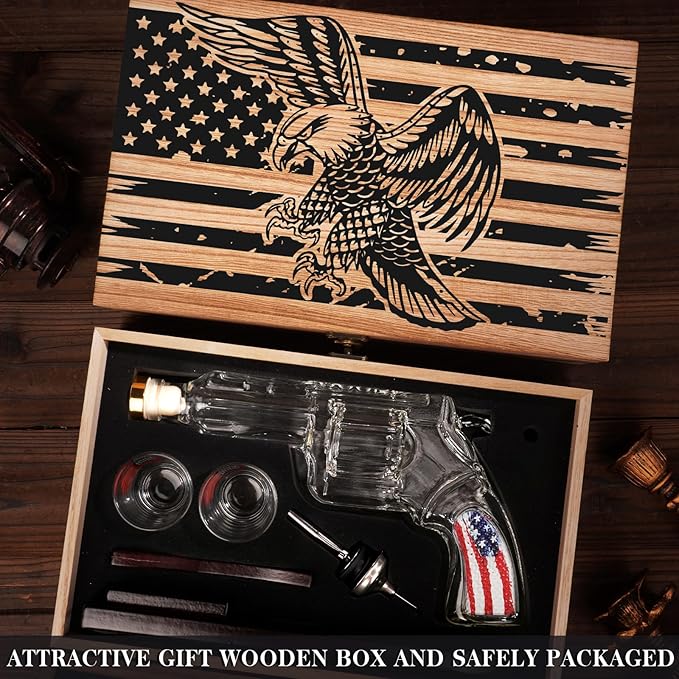 Gifts for Men Dad Unique Christmas Anniversary Birthday Gift for Him Husband 9 Oz Whiskey Decanter Set with 2 Oz Shot Glasses Cool Persinalized Presents liquor dispenser for Home Bar