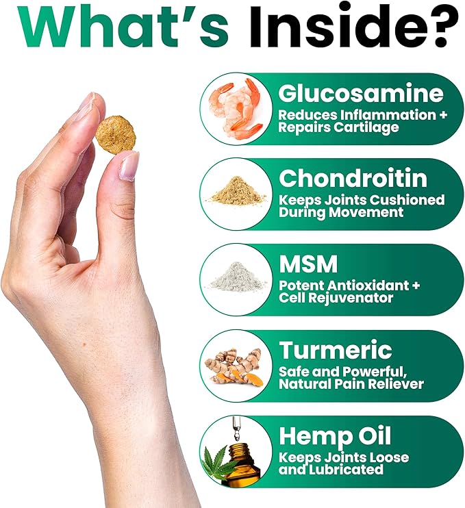 (2 Pack) Hemp Hip and Joint Supplement for Dogs - Glucosamine for Dogs - 340 Joint Pain Relief Treats - Chondroitin MSM Hemp Oil - Advanced Health Supplement - Mobility Support Chews - Made in USA