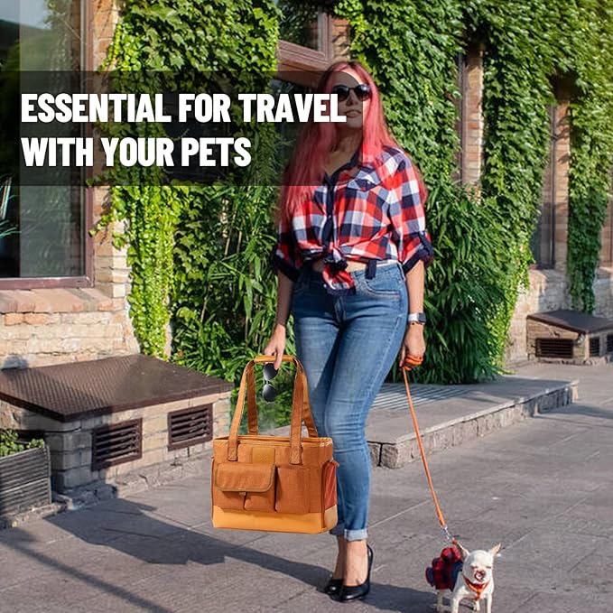 Cat Carrier Dog Carrier Pet Carrier Foldable Waterproof Premium PU Leather Oxford Cloth Dog Purse Portable Bag Carrier for Small to Medium Cat and Small Dog-Brown