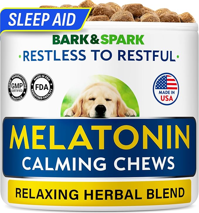 (MAX Strength) Melatonin for Dogs to Sleep &amp Anxiety Aid - Medium &amp Small Breeds - 6mg Doggie Sleeping Pills - 120 Treats