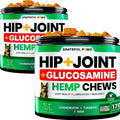 (2 Pack) Hemp Hip and Joint Supplement for Dogs - Glucosamine for Dogs - 340 Joint Pain Relief Treats - Chondroitin MSM Hemp Oil - Advanced Health Supplement - Mobility Support Chews - Made in USA