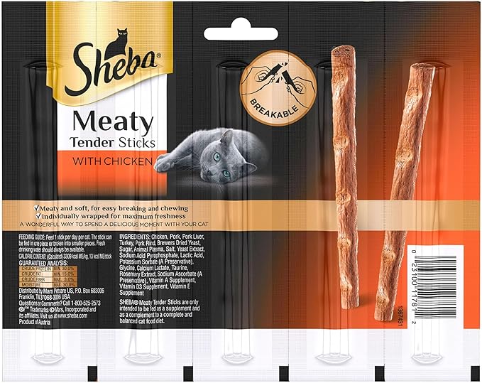 (5 Packs) Meaty Tender Sticks with Chicken Cat Treats - 0.7 Ounces (5 Treats) Made with No Corn Wheat Soy and No Artificial Flavors
