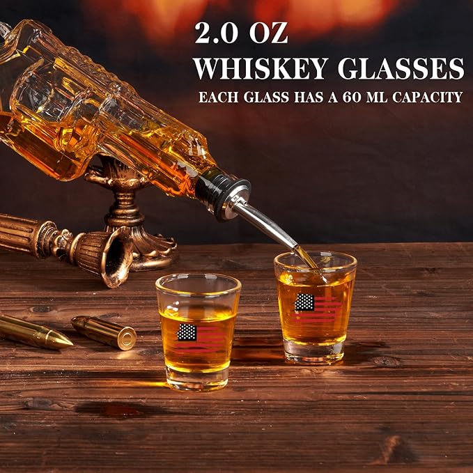 Gifts for Men Dad Unique Christmas Anniversary Birthday Gift for Him Husband 9 Oz Whiskey Decanter Set with 2 Oz Shot Glasses Cool Persinalized Presents liquor dispenser for Home Bar