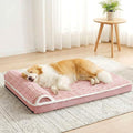 Orthopedic Dog Bed Medium Size Dog with Pillow 30''X20'' Waterproof Soft Comfortable Egg Crate Foam Pet Crate Beds Mat with Removable Washable Cover and Non-Slip Bottom Pink