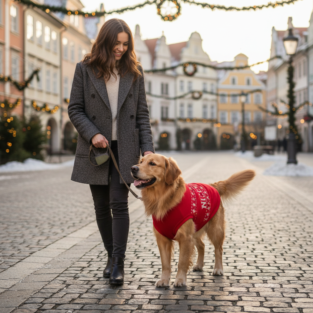 "Nice Ugly Sweater" Dog Tee Shirt (Red, 3X-Large, Code: 975) | Sleeveless Christmas Holiday Apparel